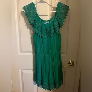Off or on the shoulder elastic waist romper. Worn ONCE!